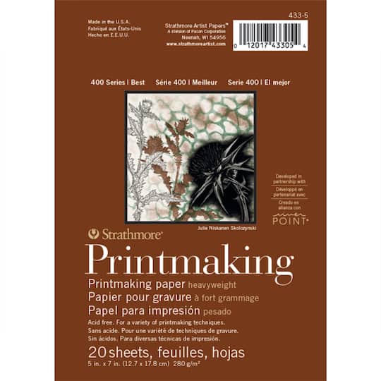 Strathmore; Strathmore® 400 Series Printmaking Paper Pad, 20 Sheets; Category:Printmaking Paper; Image:1